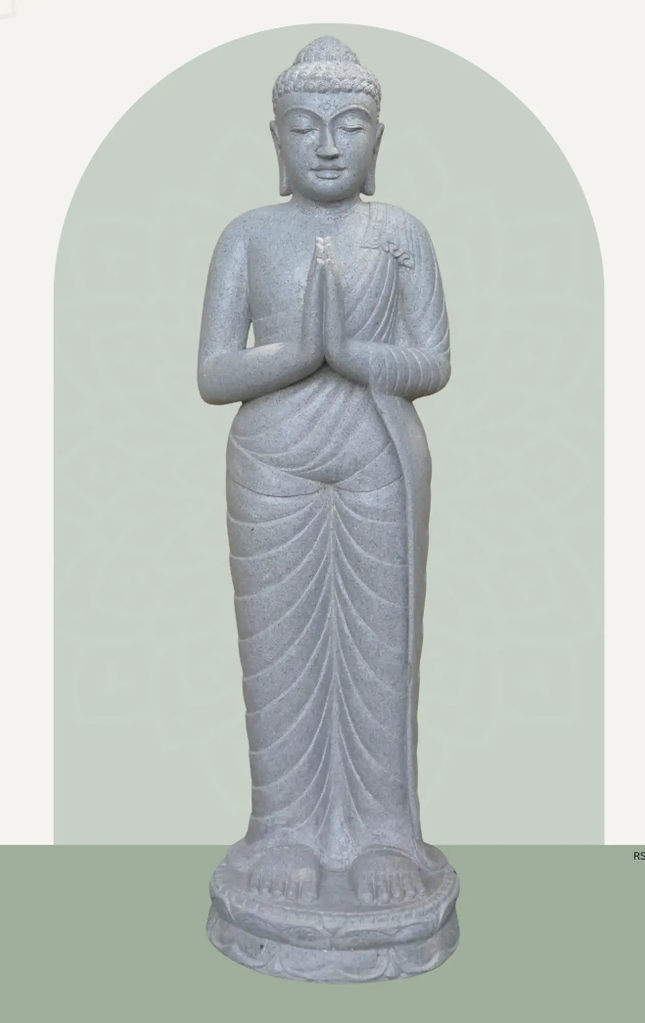  Product image 1 of the product “Standing Buddha made of Riverstone, position Namaskara , H. 120cm. ”